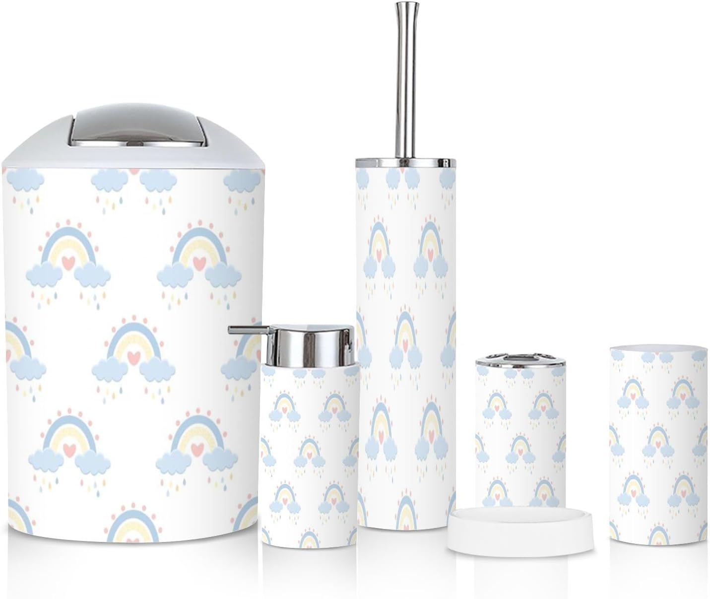 GISGBJW Cute 6-Piece Blue Stars Bath Set for Boys Tidy Modern