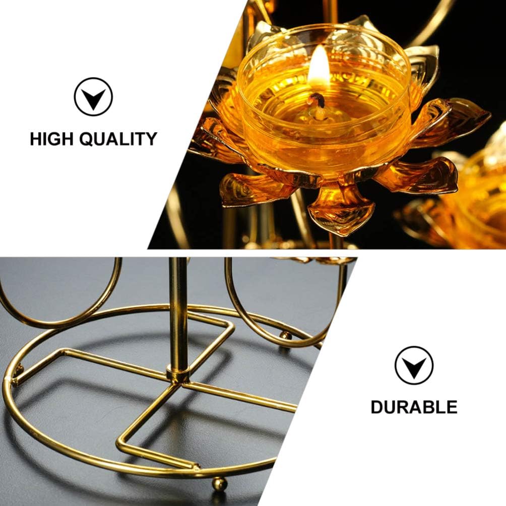 EXCEART Lotus Candle Wrought Candelabra Holder Set