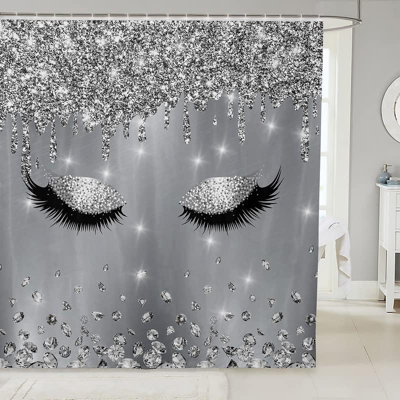 Feelyou Glitter Eyelash Showers - chic bathroom curtain