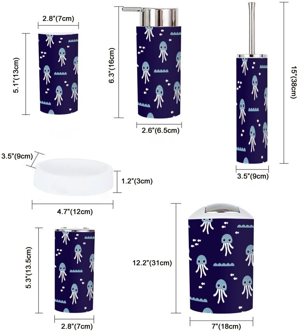 6-Piece Retro Jelly Fish Bath Accessories Set