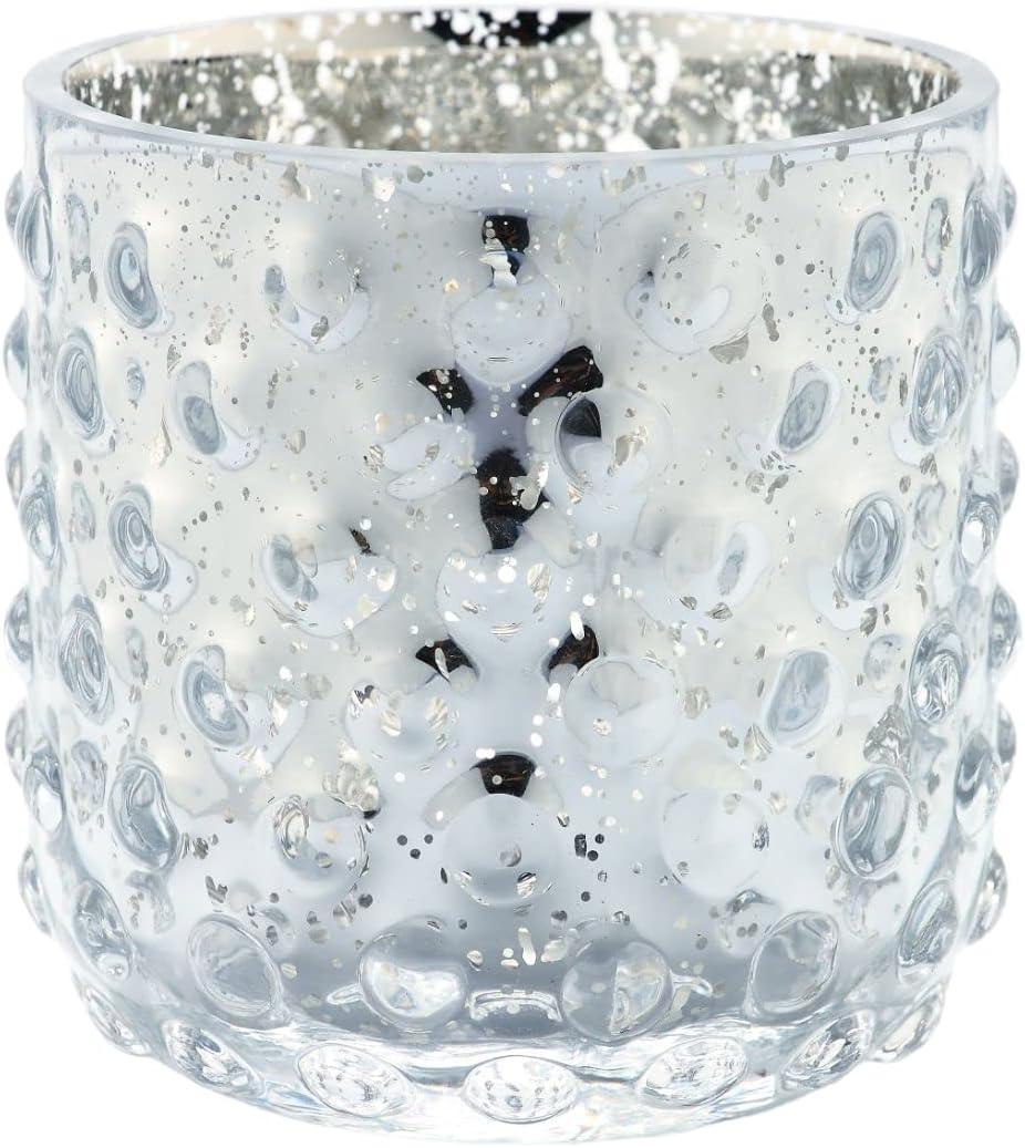 CC Home Furnishings 4 Silver Glass Tea Light Candle Holder