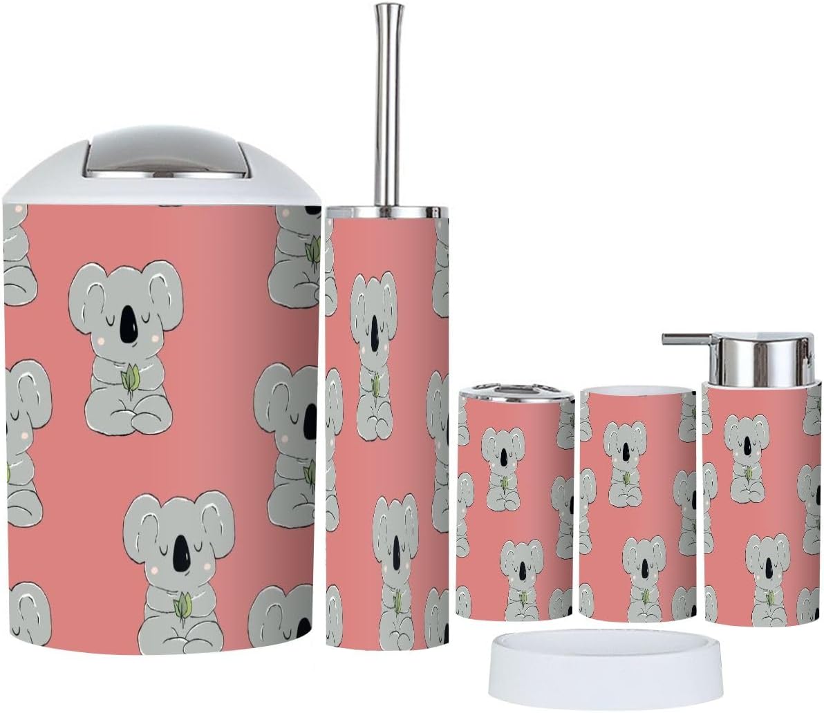 Bathroom Accessory Set - Cute Koala Australian Animal Set with 6 Pieces