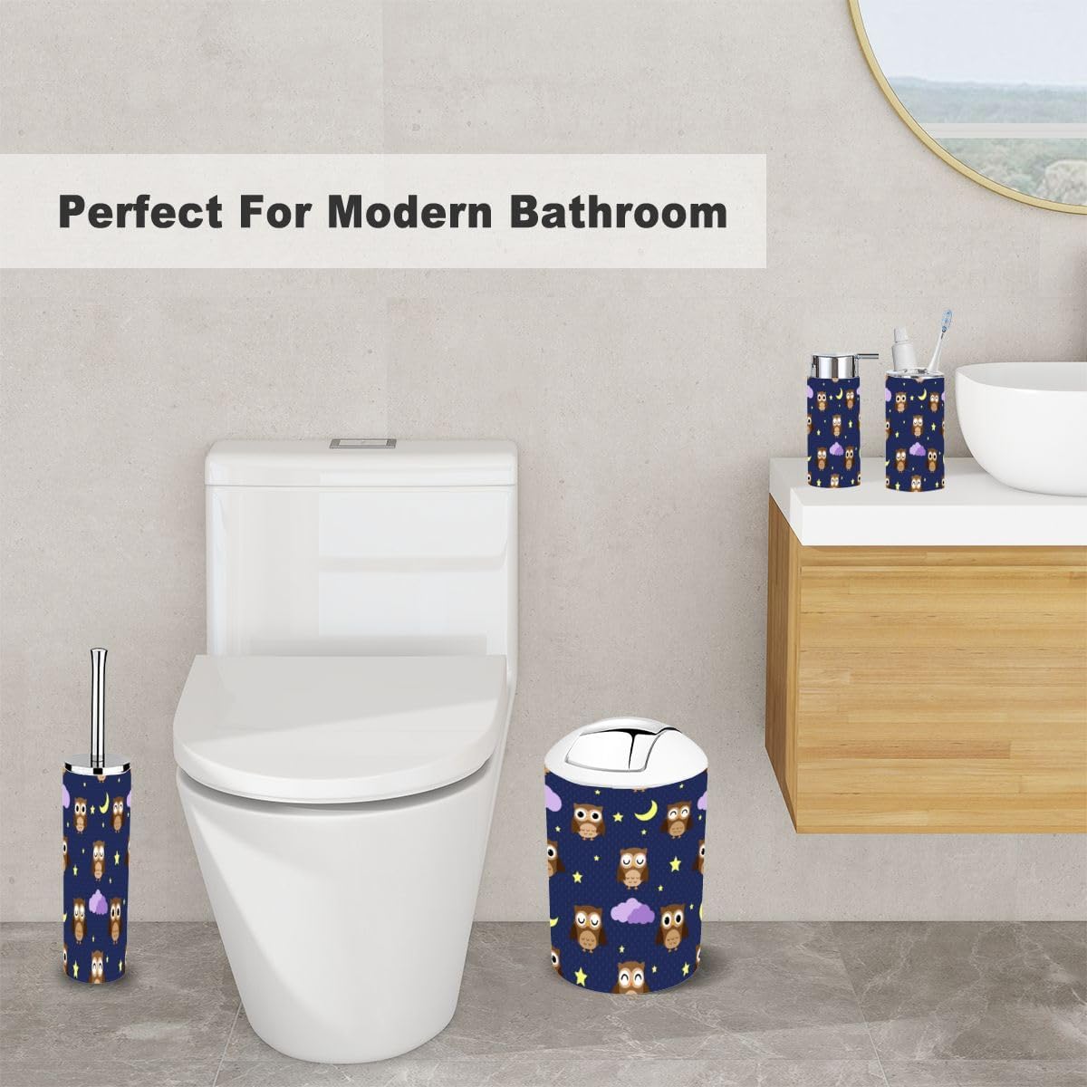 Bathroom Accessory Set 6-Piece Owl Home Decor