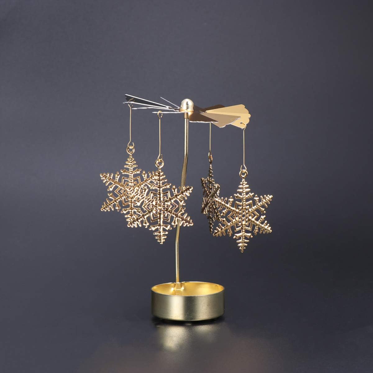 Romantic Rotating Snowflake Candlestick Holder