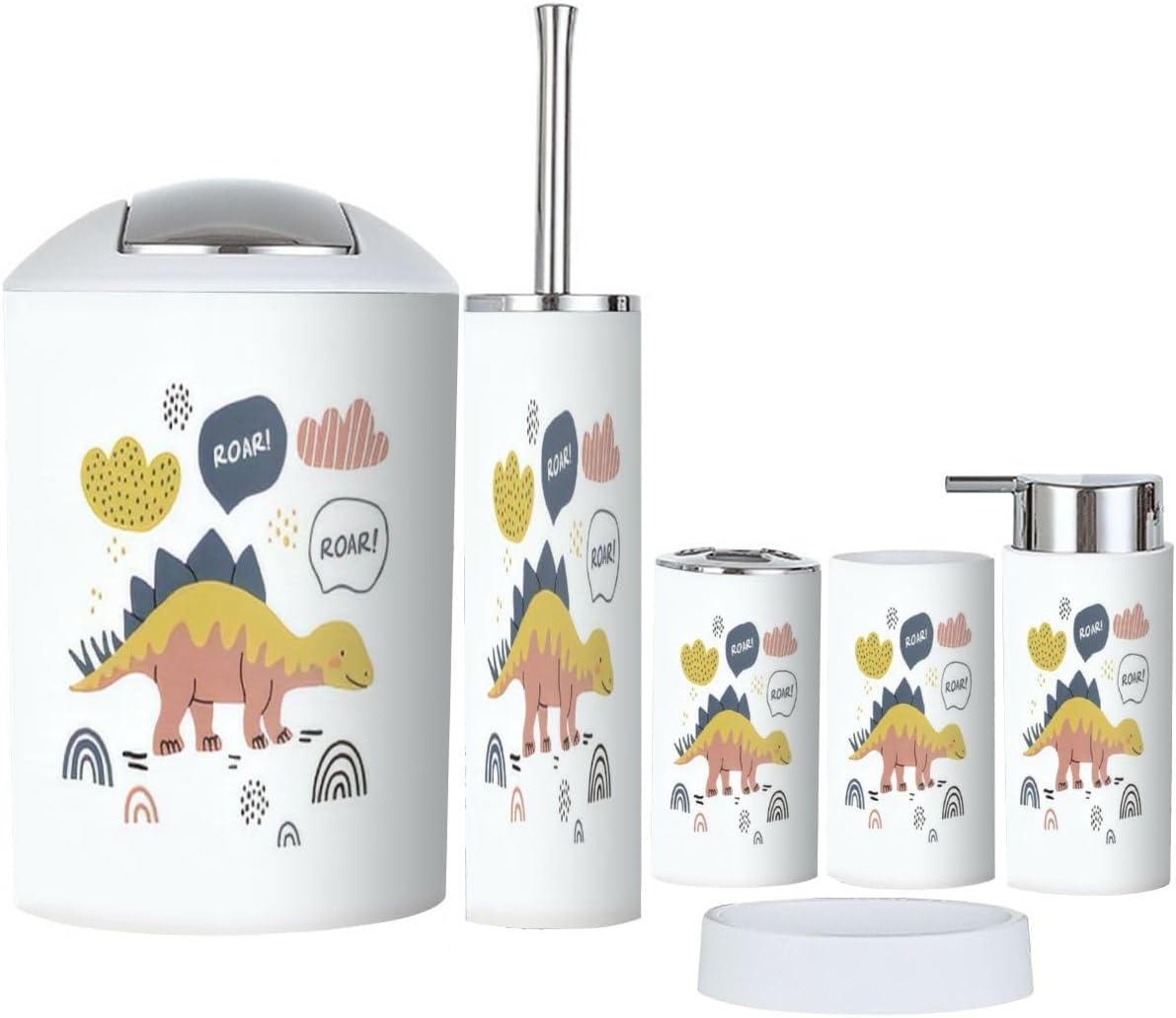 Dinosaur-themed 6-piece Bathroom Accessory Set