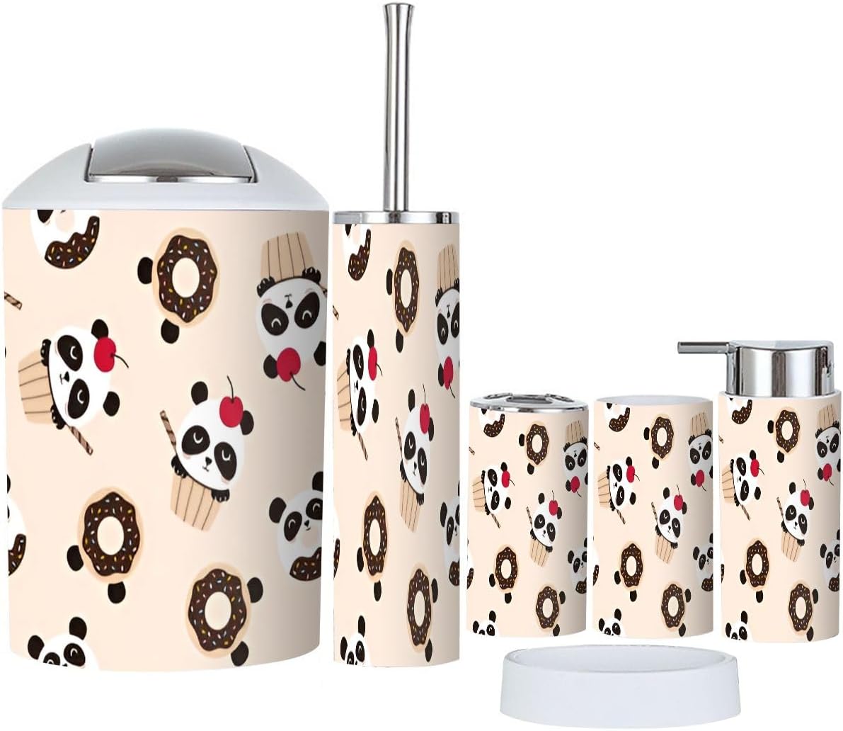 6-Piece Cute Panda Bathroom Organizer Set for Adults and Kids