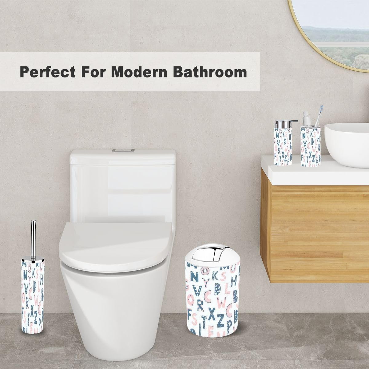 Cute 6-Piece Bathroom Set for Home Use