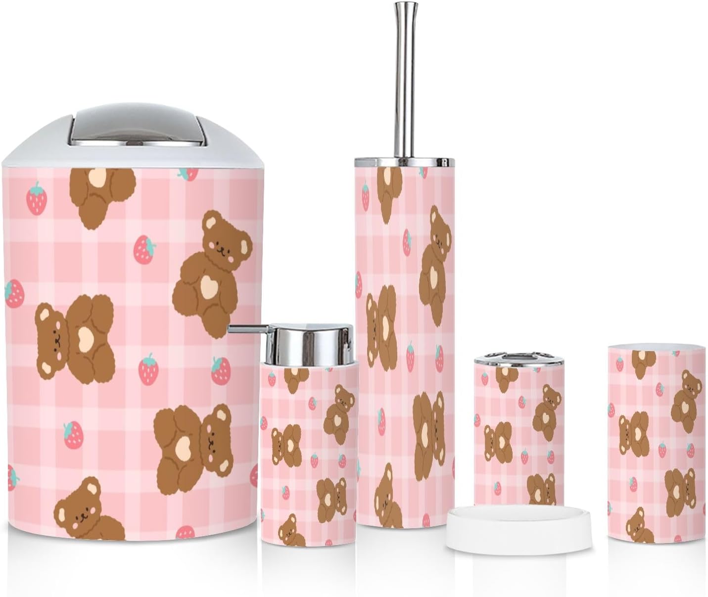 6-Piece Kawaii Bathroom Set Pink
