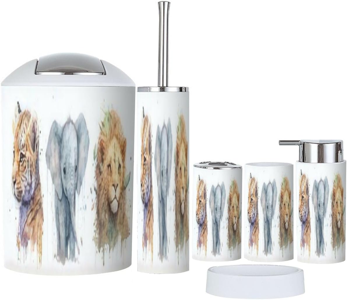 XNGJEMVWXO Elephant Lion Bathroom Accessory Set