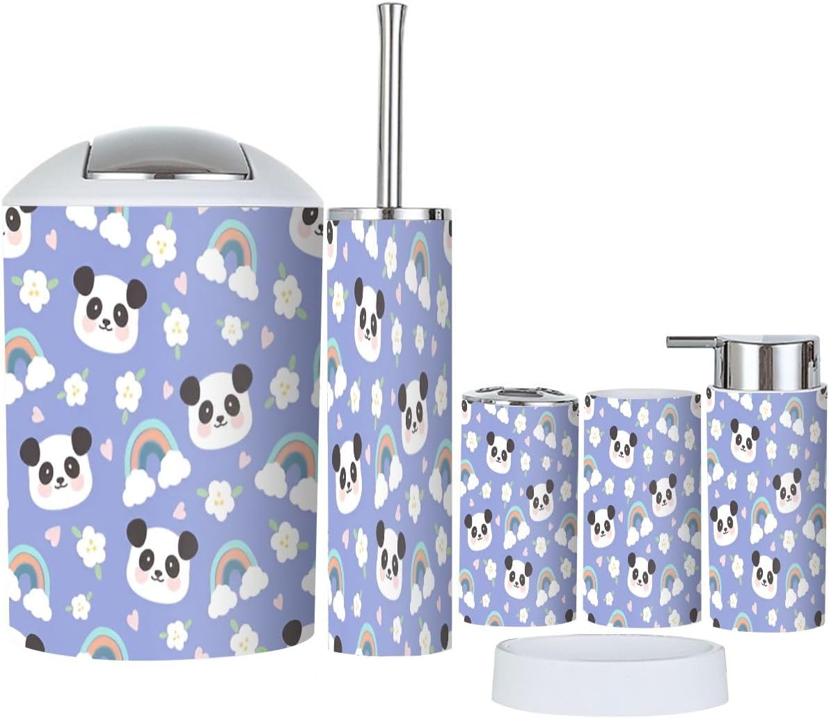 Stylish Kids Bathroom Set 6-Piece Kawaii Panda Bear Accessories