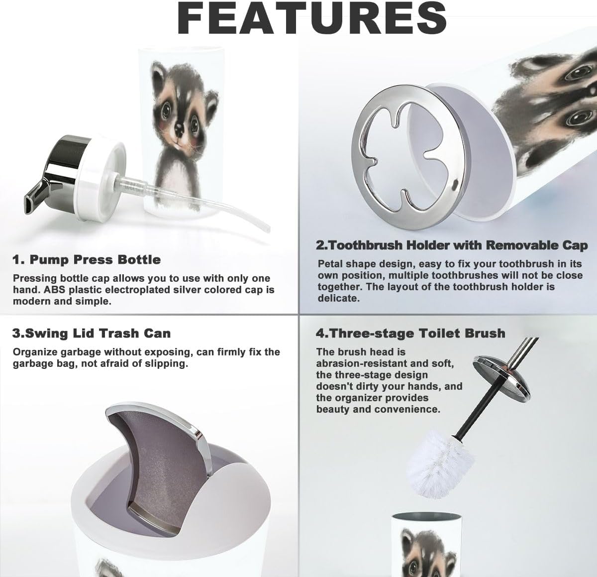 Stylish 6-Piece Bathroom Accessory Set for Home or Travel