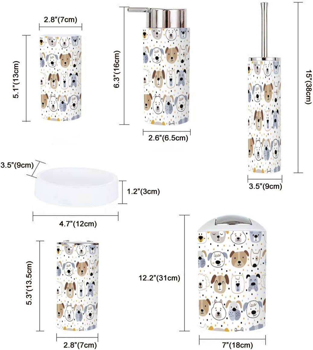 Sturdy Scandinavian Bathroom Set for Kids 6 Piece Childish Design with SoftOTH