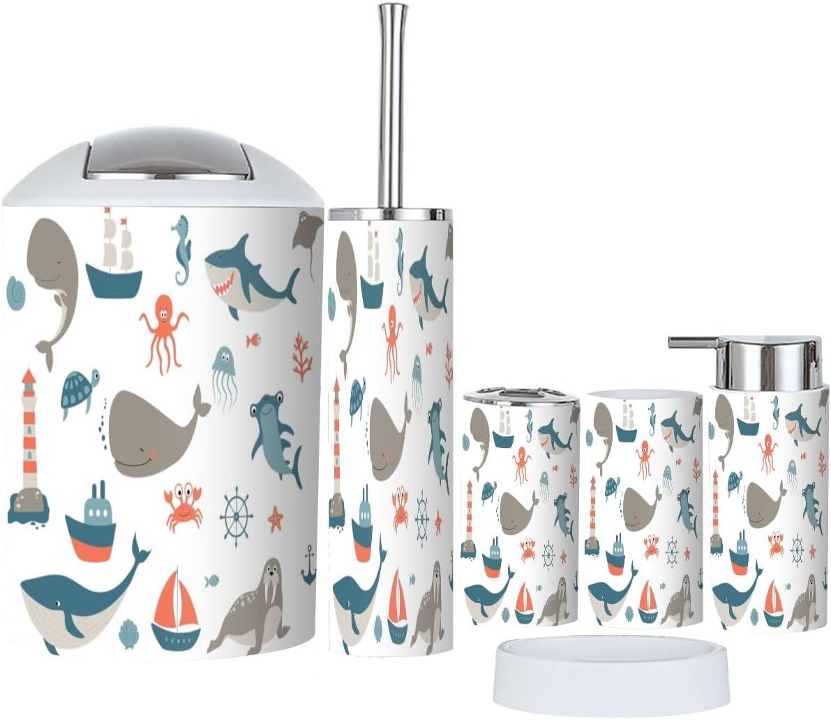 Bath Set 6-Piece Kids Big Ocean Classic Toothbrush Holder More