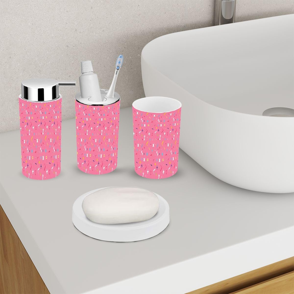 Stylish Mathematical Symbols 6-Piece Bathroom Accessory Set for Kids