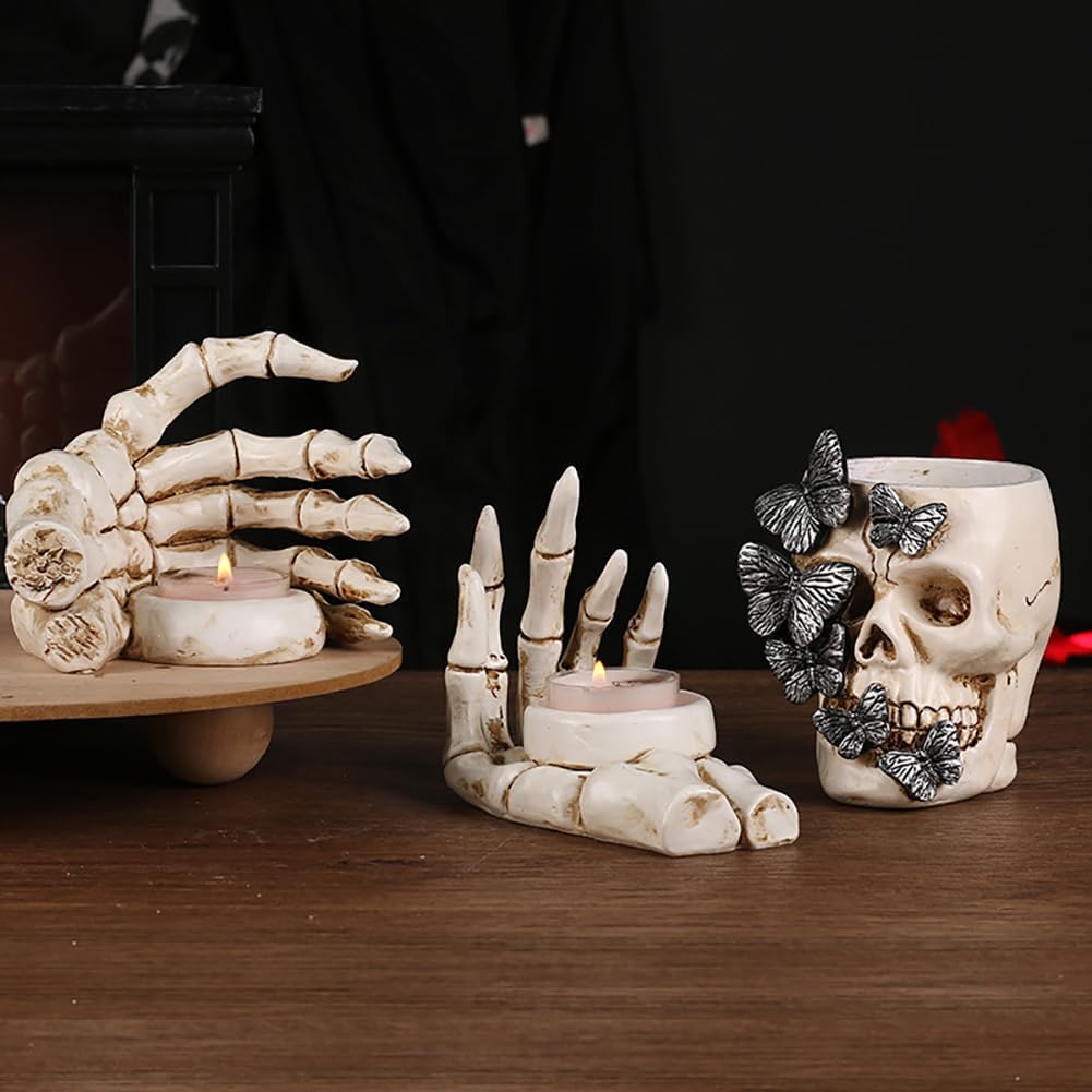 Festive Halloween Skeleton Tea Skull Pen Holders Katutude