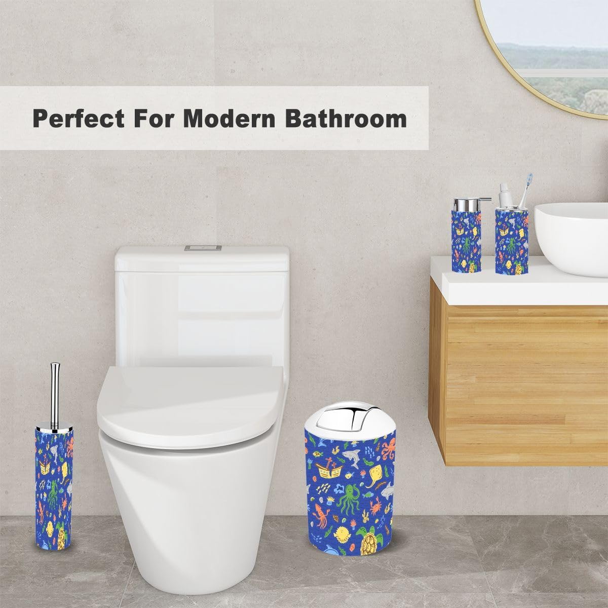 Nautical bathroom accessory set 6 piece kidscharacters for bathroom organizer