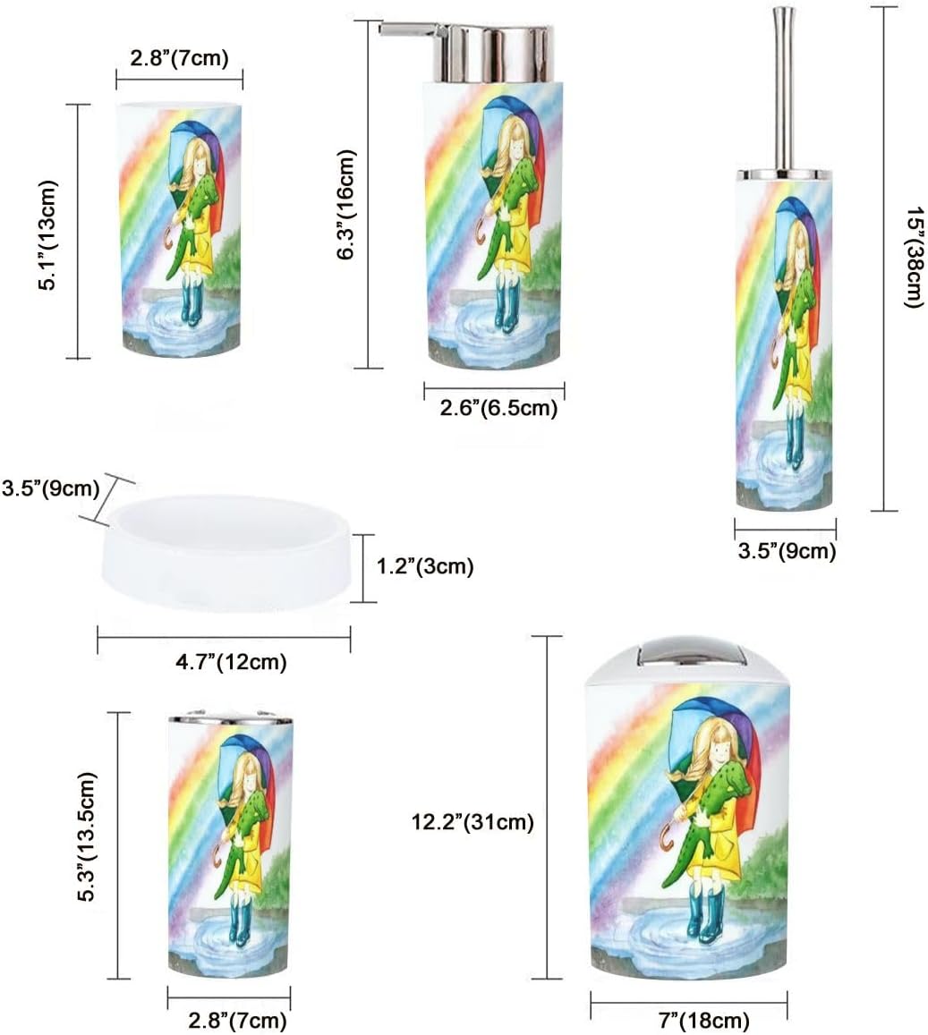 6 Piece Bathroom Accessory Set with Crocodile Design