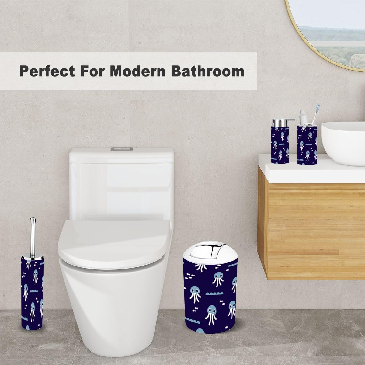 6-Piece Retro Jelly Fish Bath Accessories Set