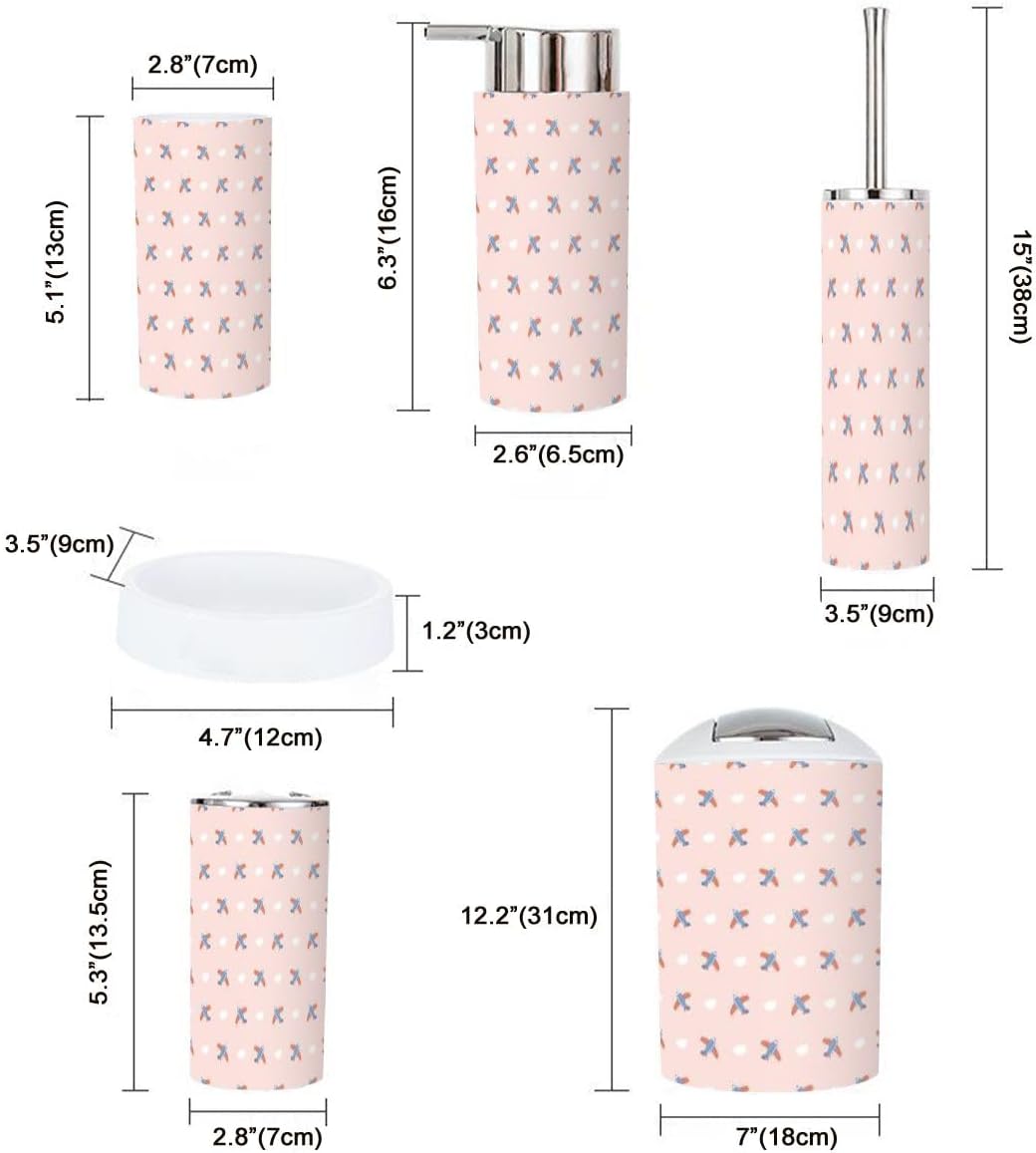 Bathroom Accessory Set 6-Piece Cute Cartoon Design for Organization