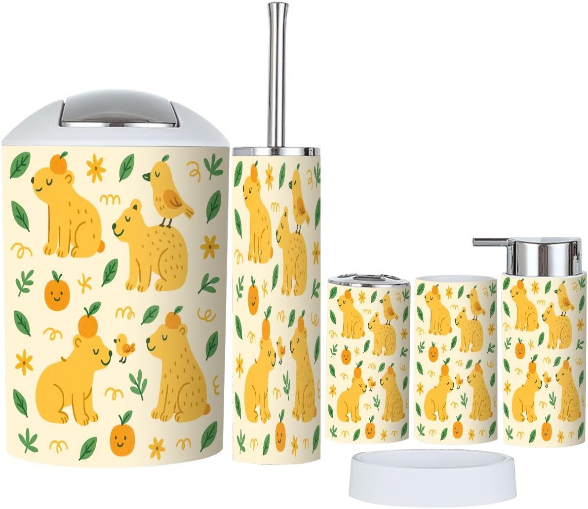 Boho Capybara Bathroom Accessory Set 6 Piece 1