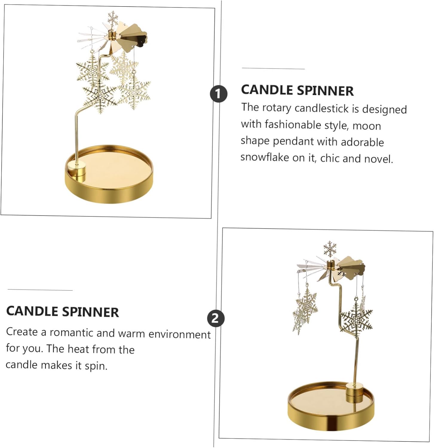 Homoyoyo Rotating Snowflake Candlestick Holder for Christmas Decor