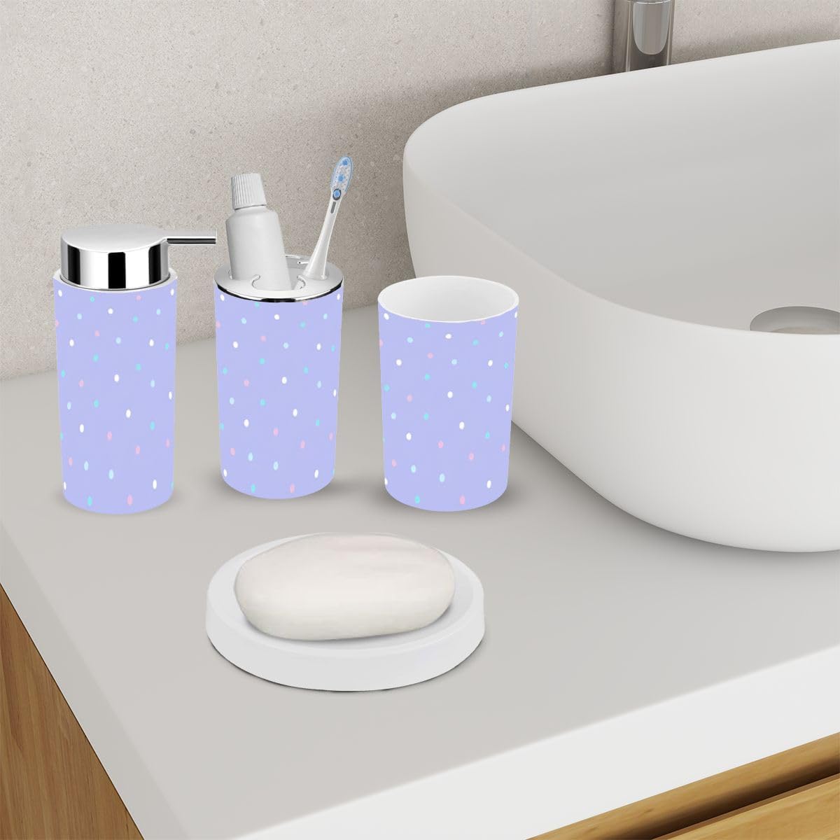 XNGJEMVWXO Cute Functional Bathroom Accessory Set - 6 Piece