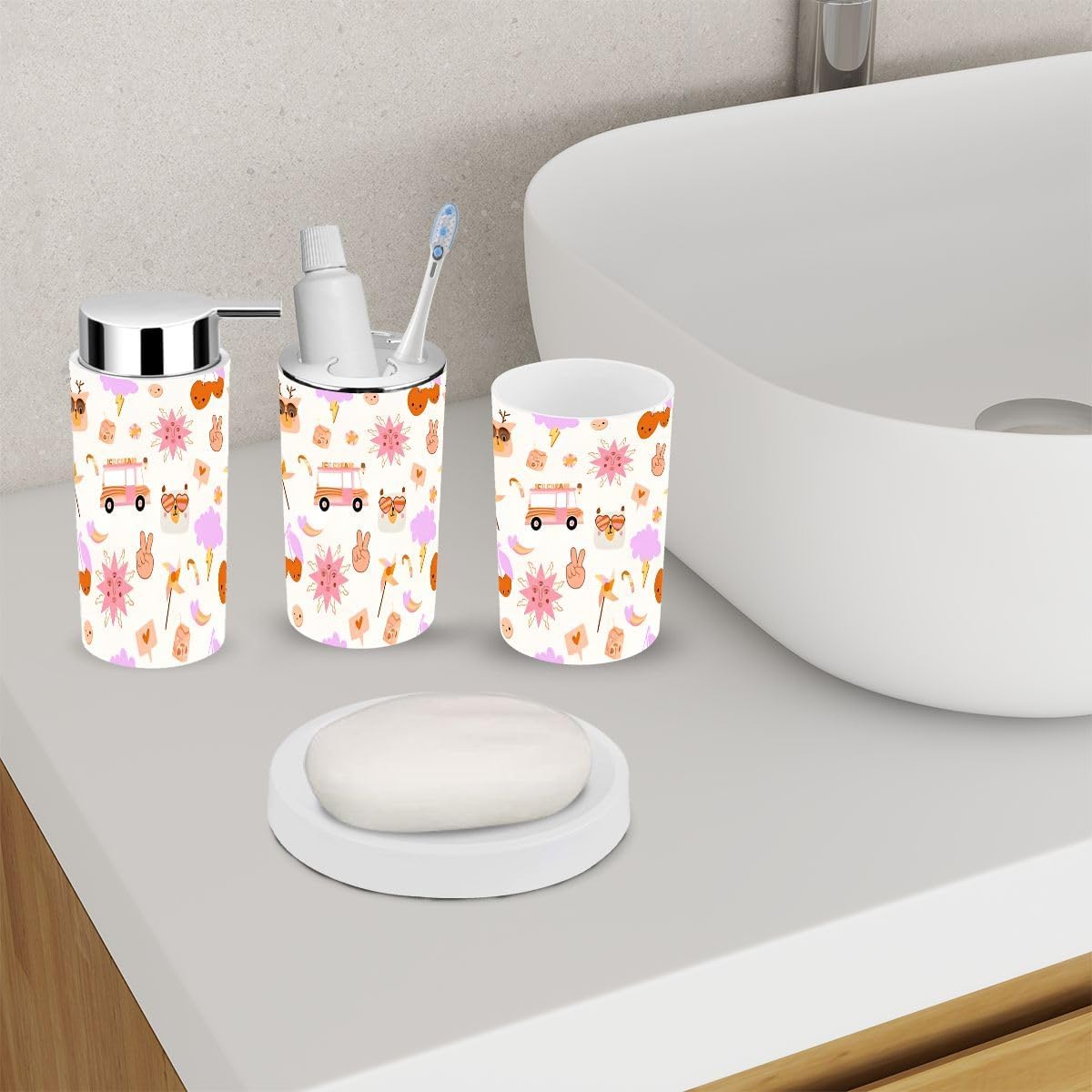 Bathroom Retro 70s 6-Piece Set Nostalgic