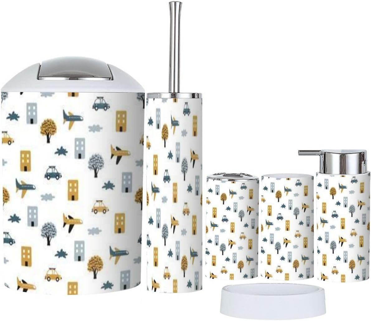 Scandinavian 6 Piece Bathroom Accessory Set