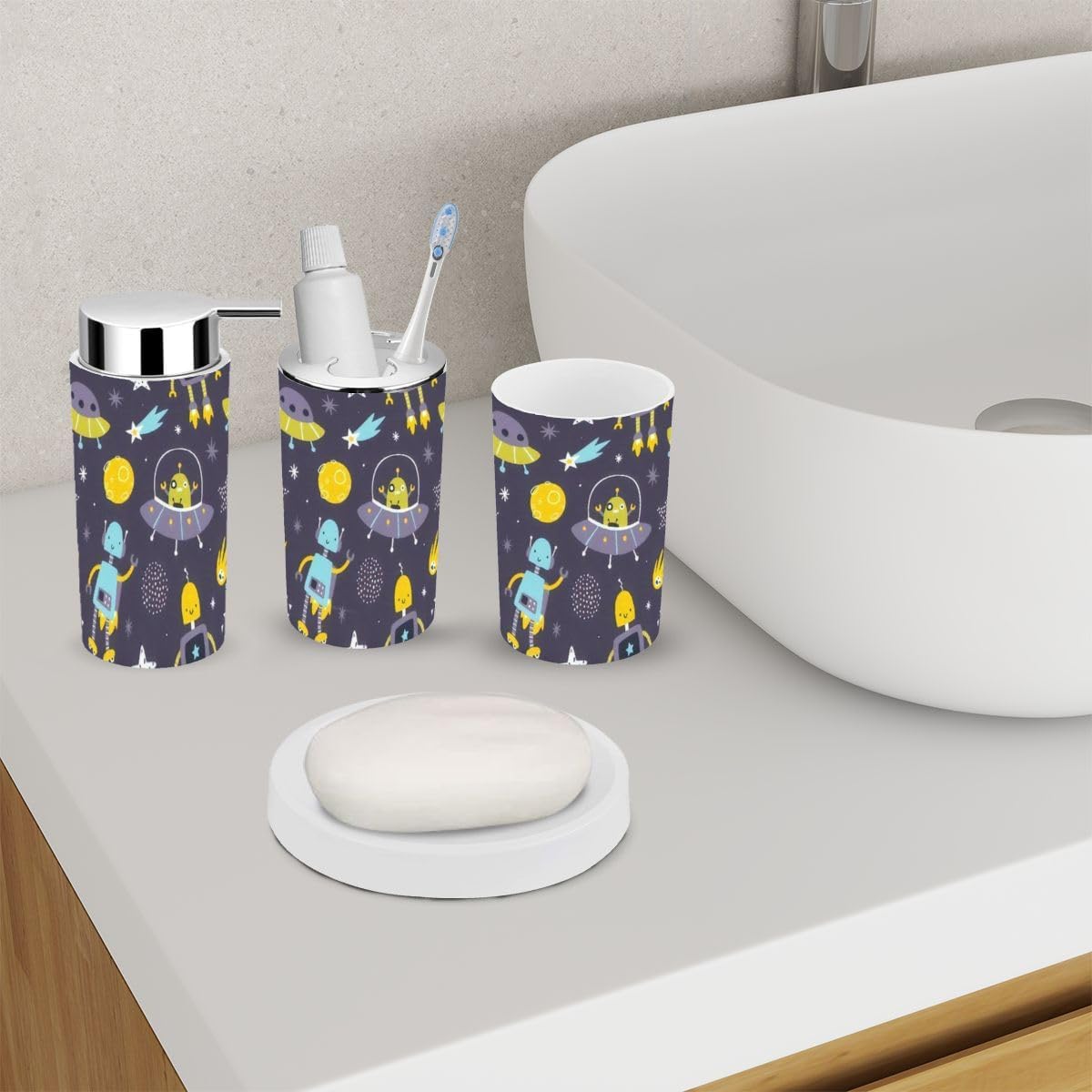 6-Piece Space Robot Bathroom Set for Kids Safe Durable and Stylish