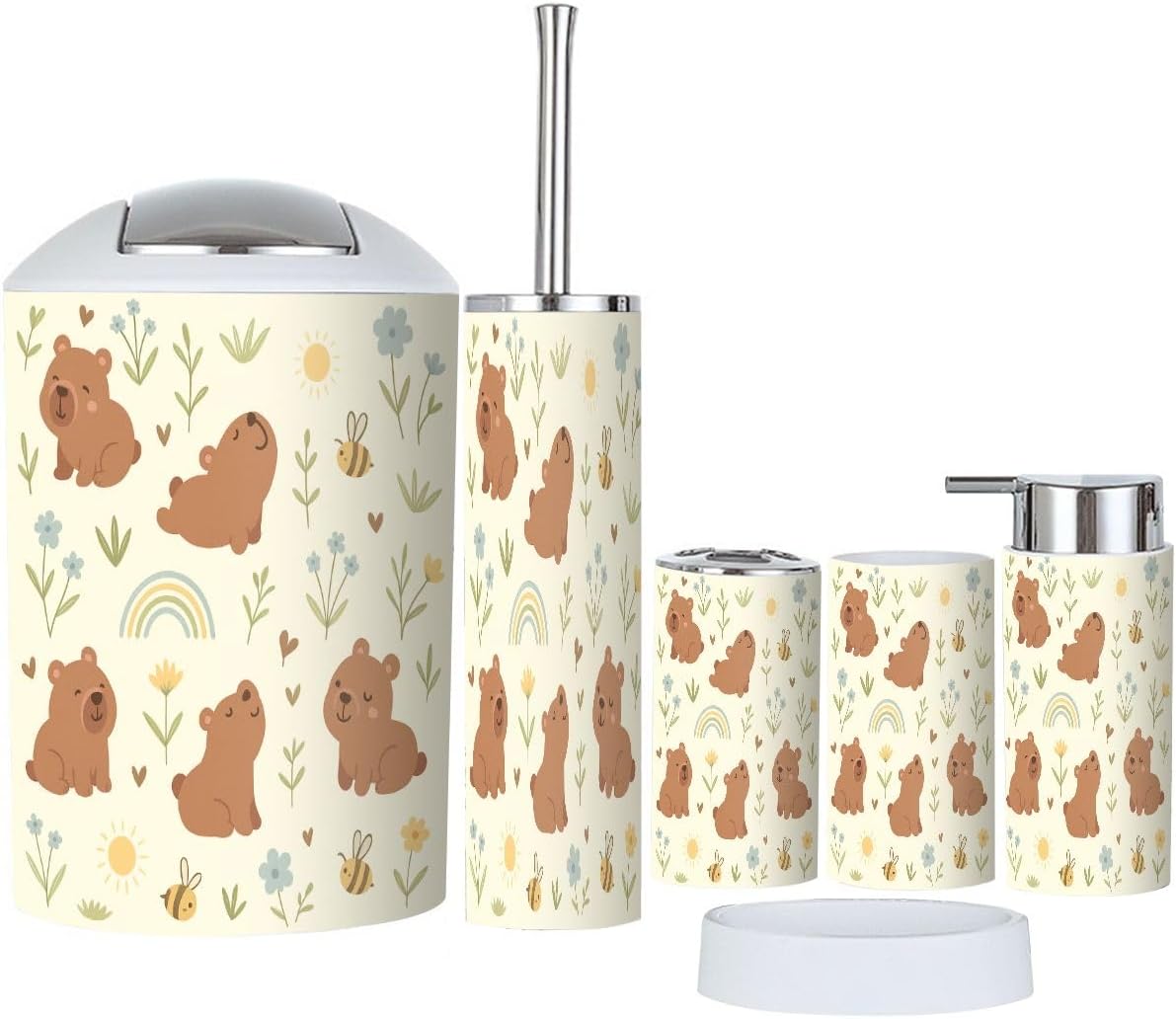 Bathroom Accessor Set Boho Pattern for Kids