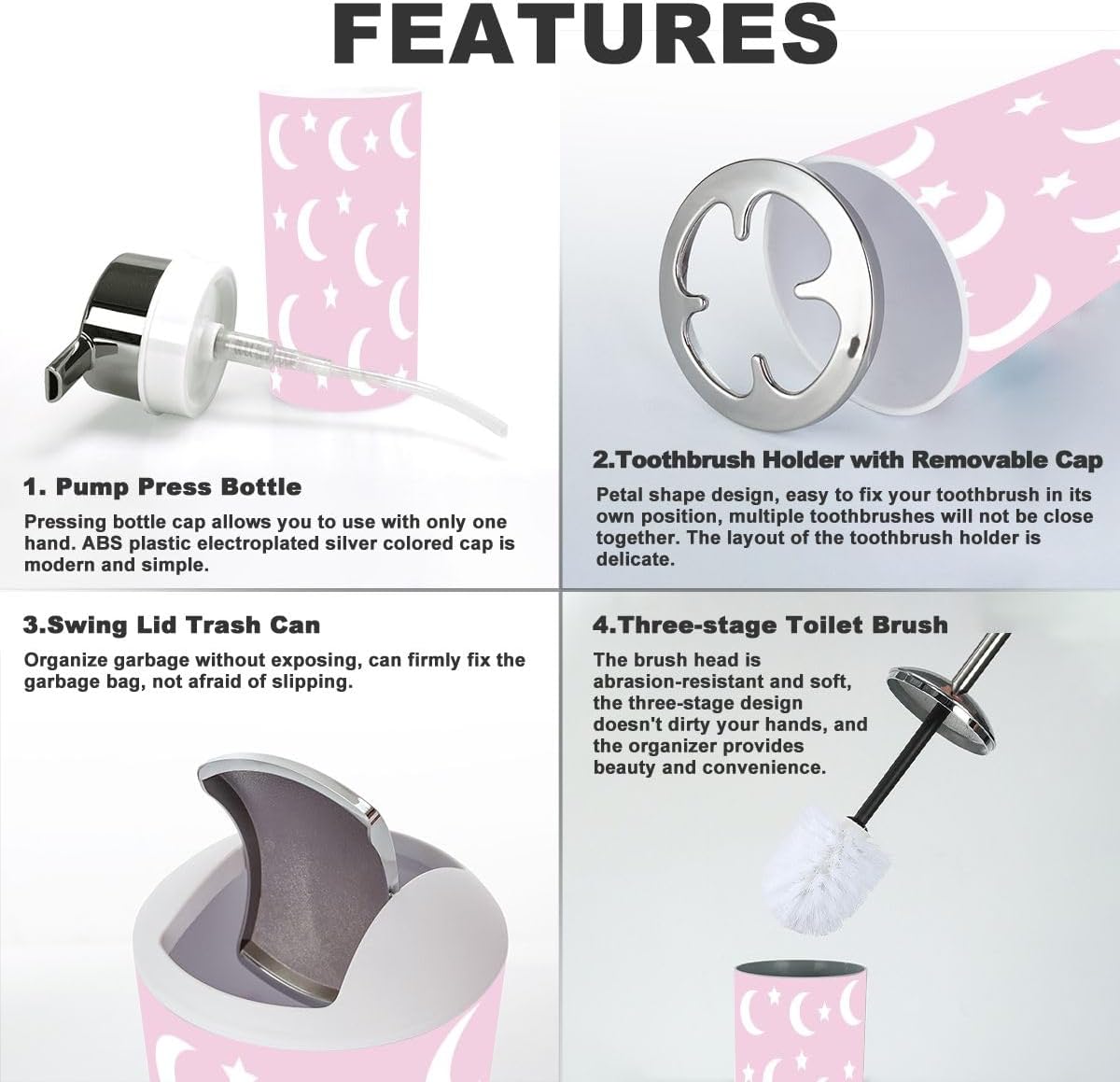 XX Baby Moon Stars Lullaby 6-Piece Bathroom Accessory Set