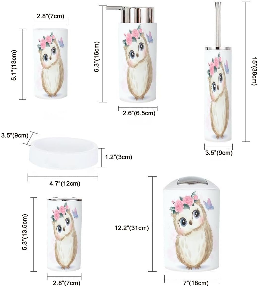 Cute Owl Bathroom Accessory Set 6 Piece 1