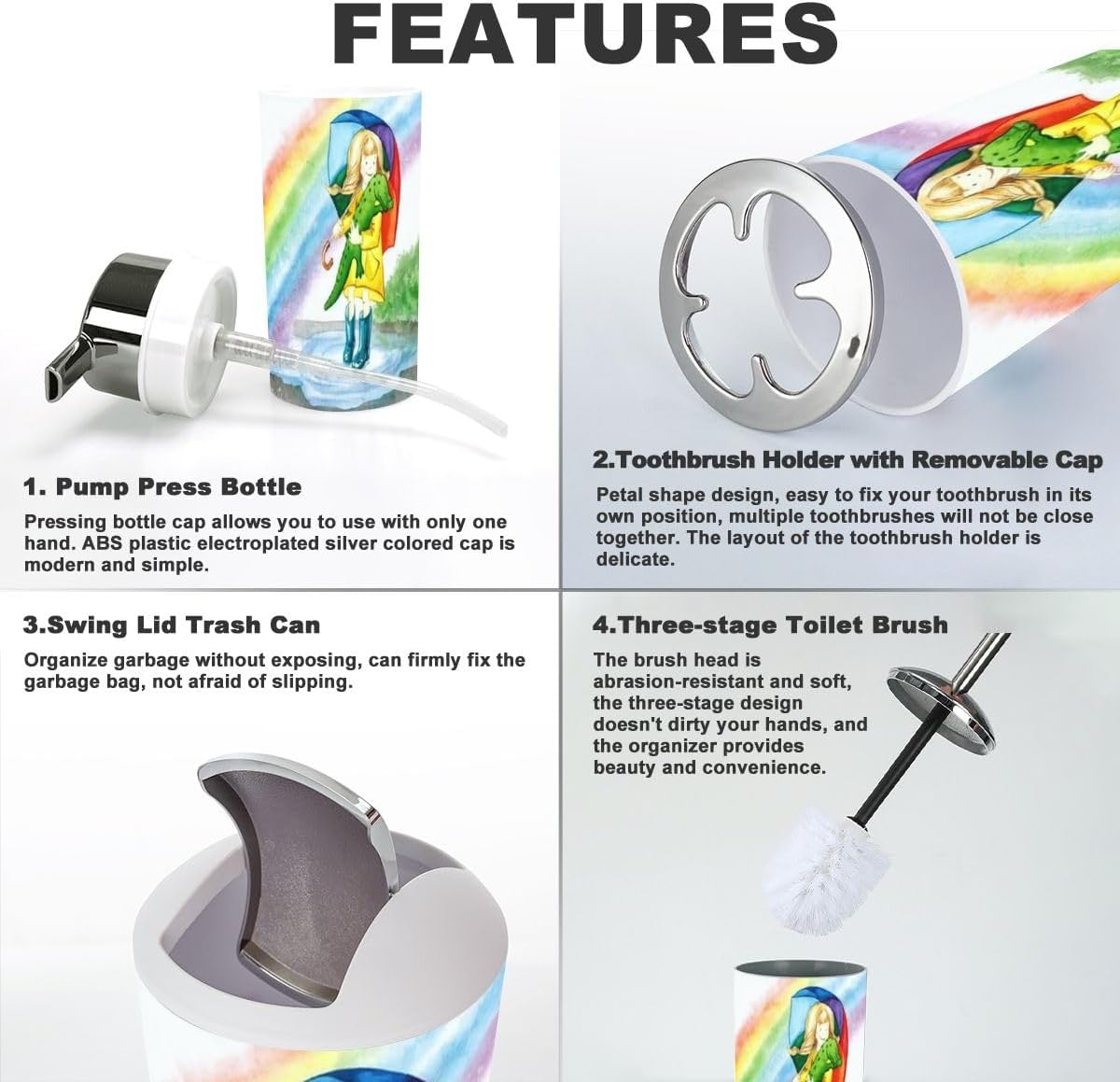 6 Piece Bathroom Accessory Set with Crocodile Design