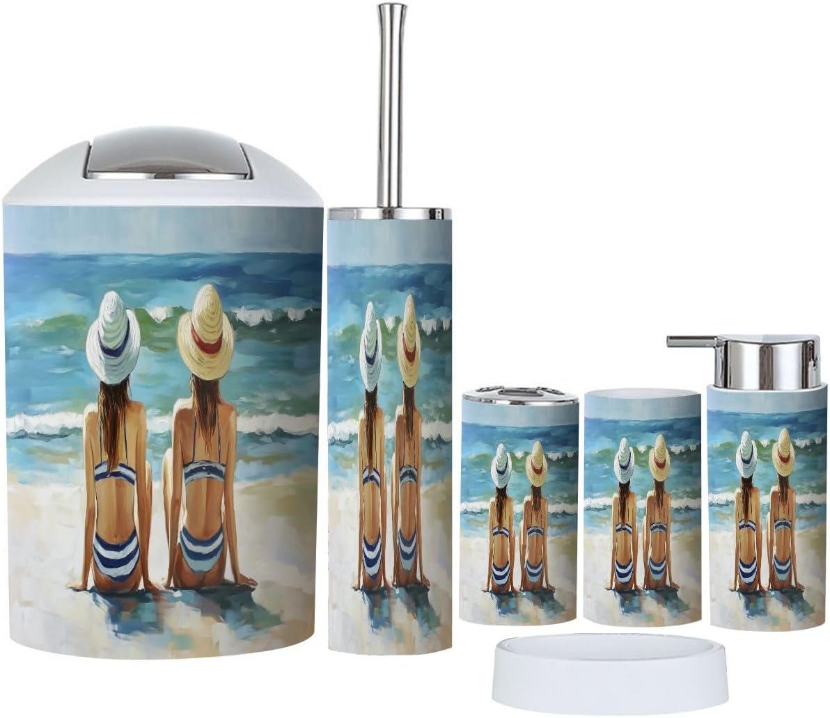 Boho Beach Decor Bathroom Accessory Set 6 Piece