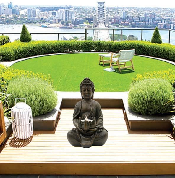 Meditation Buddha Figurine with LED Tea Lights