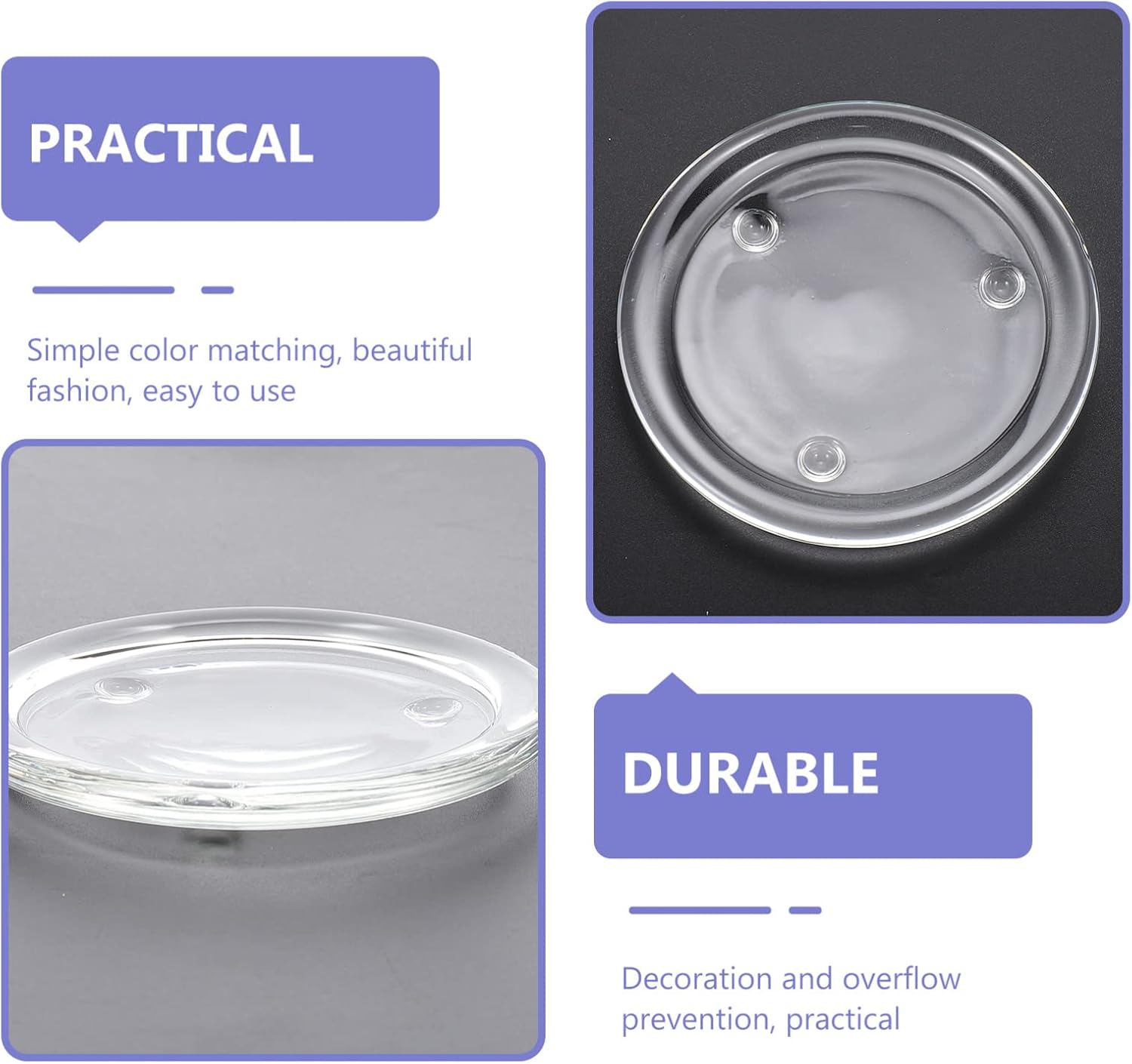 LIFKOME 2pcs Round Glass Candle Holder Set