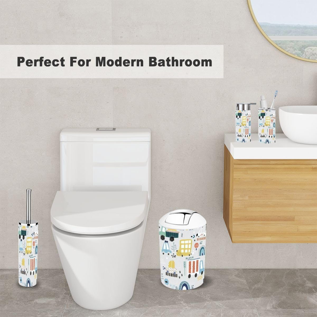Bathroom Accessory Set Rainbow Road Design