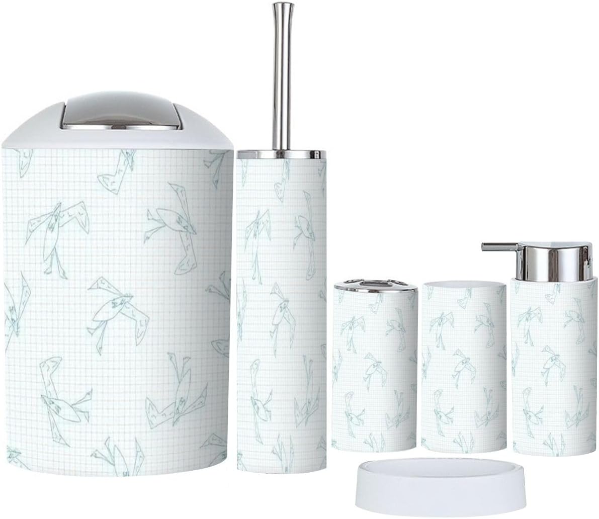 Cute Rainbow Dino Bathroom Accessory Set 6 Piece
