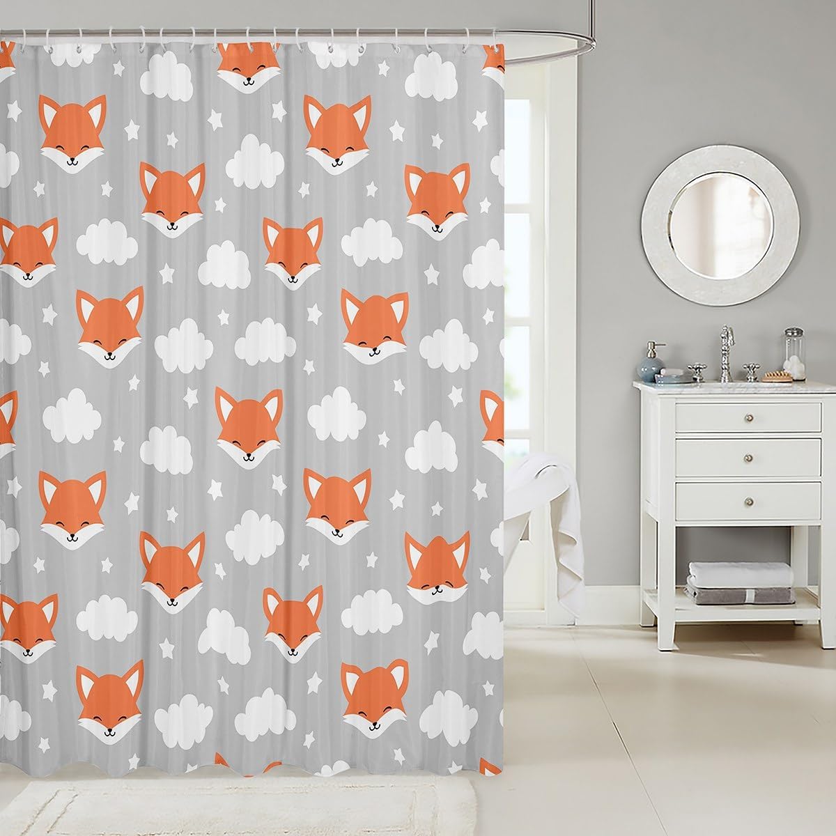 Cute Fox bathroom shower curtain set 72x72 inches 1 piece