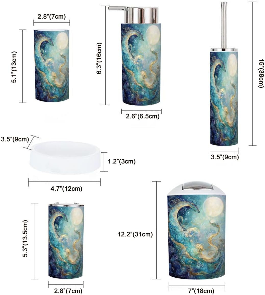 6-Piece Boho Kids Bathroom Accessory Set with Swirls