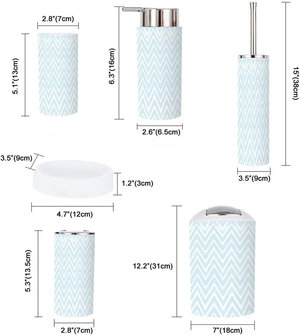 6 Piece Bathroom Accessory Set with Stripe Design