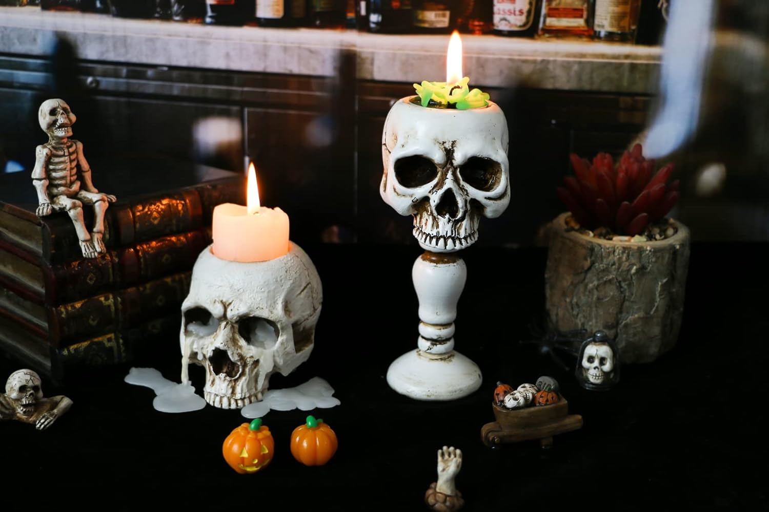 Gothic Skull Candleholder for Halloween