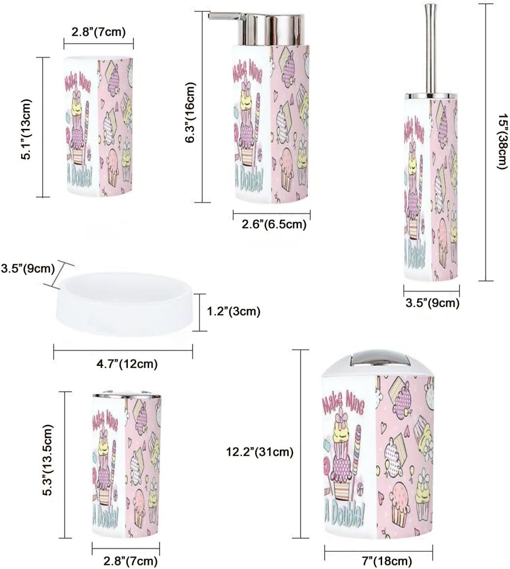 Bath Time Sweet Treat 6-Piece Bathroom Accessory Set with Graphic TEES