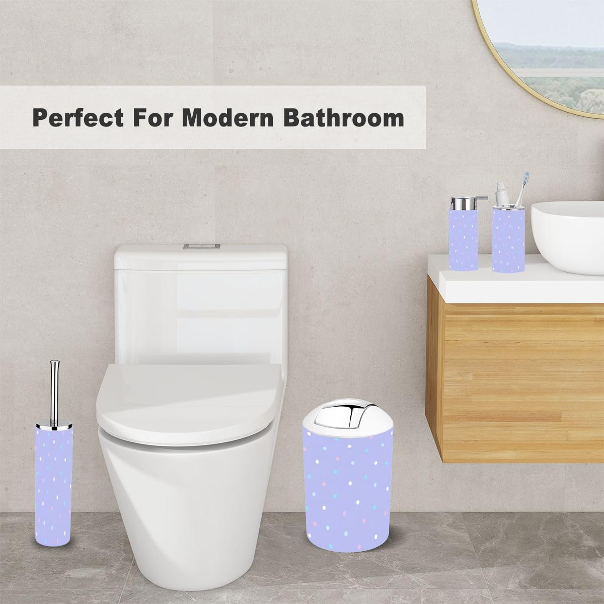 XNGJEMVWXO Cute Functional Bathroom Accessory Set - 6 Piece
