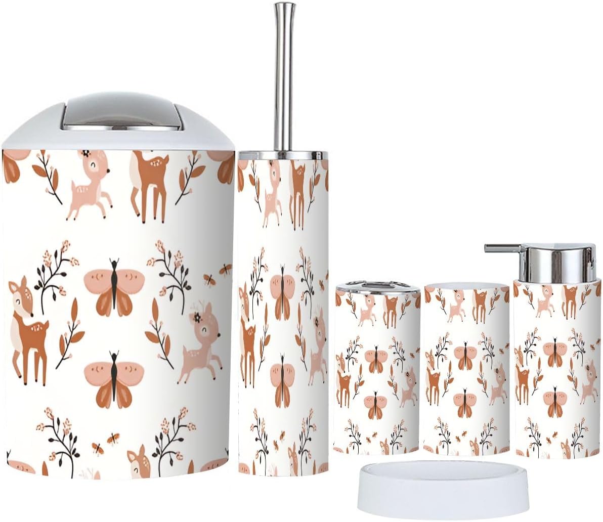 6-Piece Bathroom Set Animal Design Durable Stylish Perfect for Daily Use