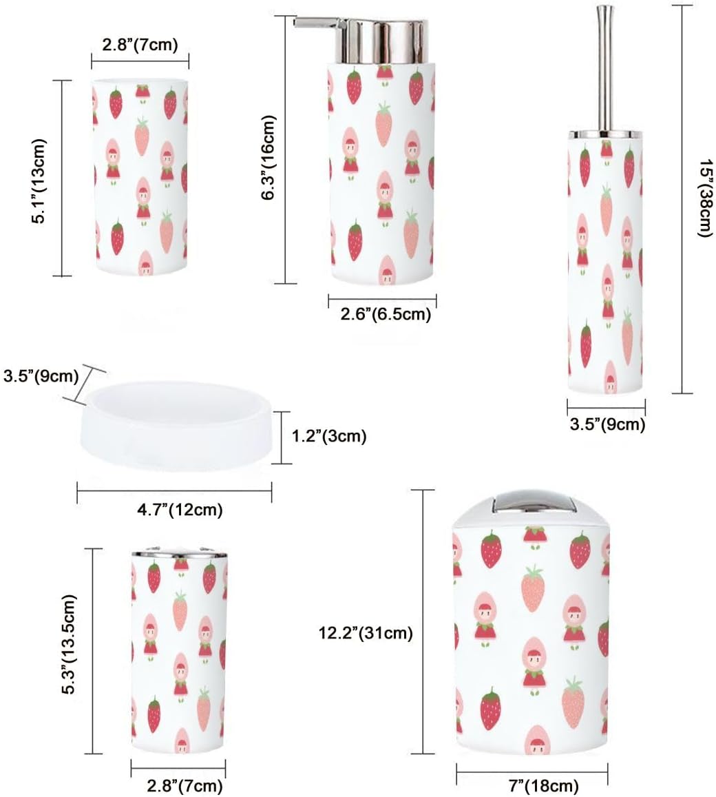 6-Piece Strawberry Girl Bathroom Set Stylish and Functional Design
