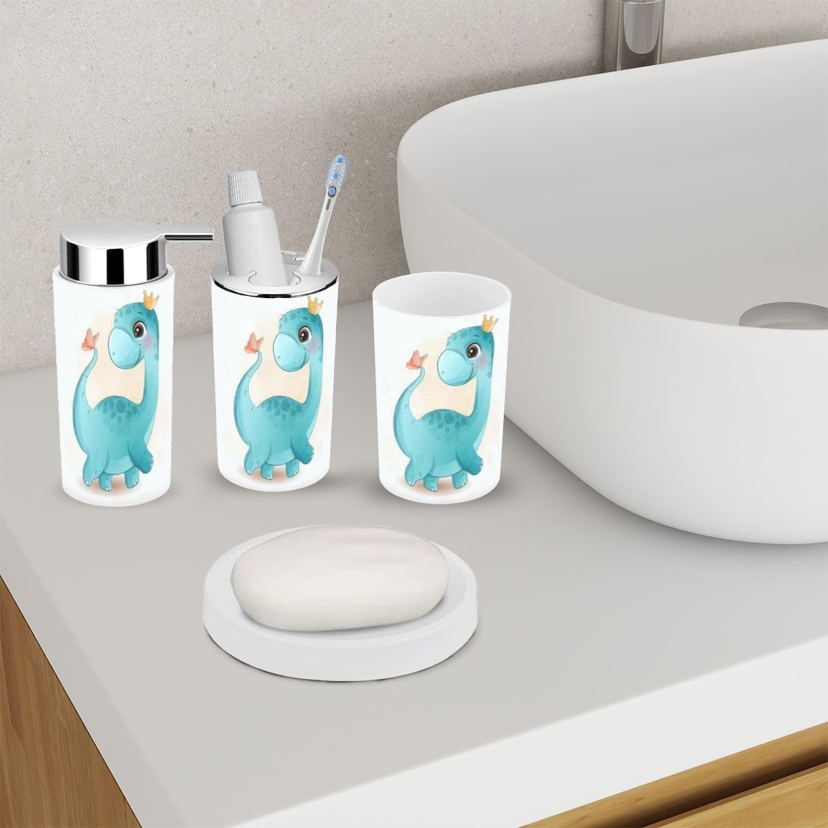 Dino and Butterfly Bathroom Accessory Set