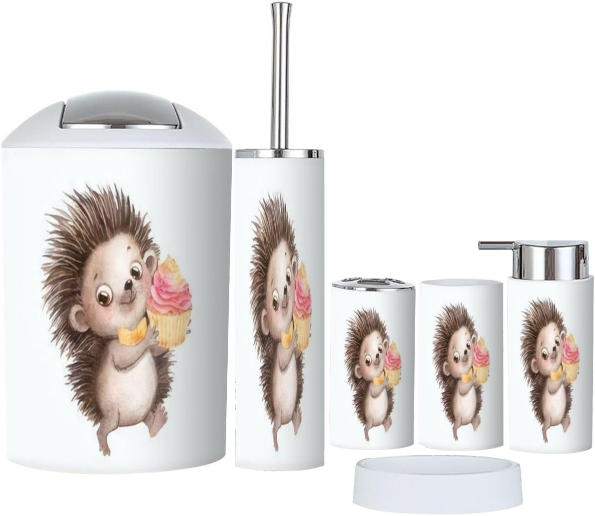 6-Piece Cartoon Hedgehog Bathroom Set