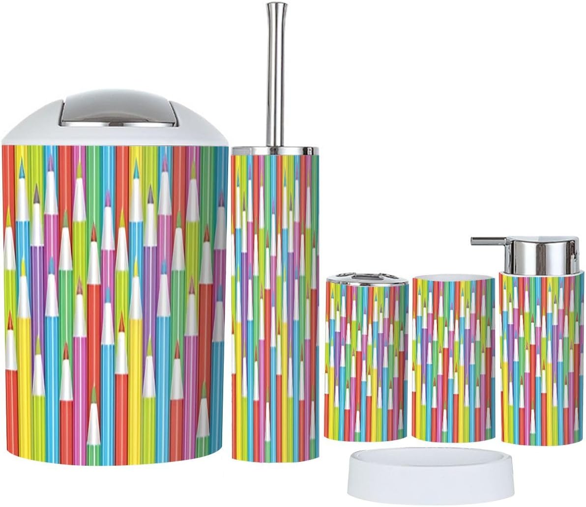 Rainbow Sequential Pattern bathroom accessesory set for kids