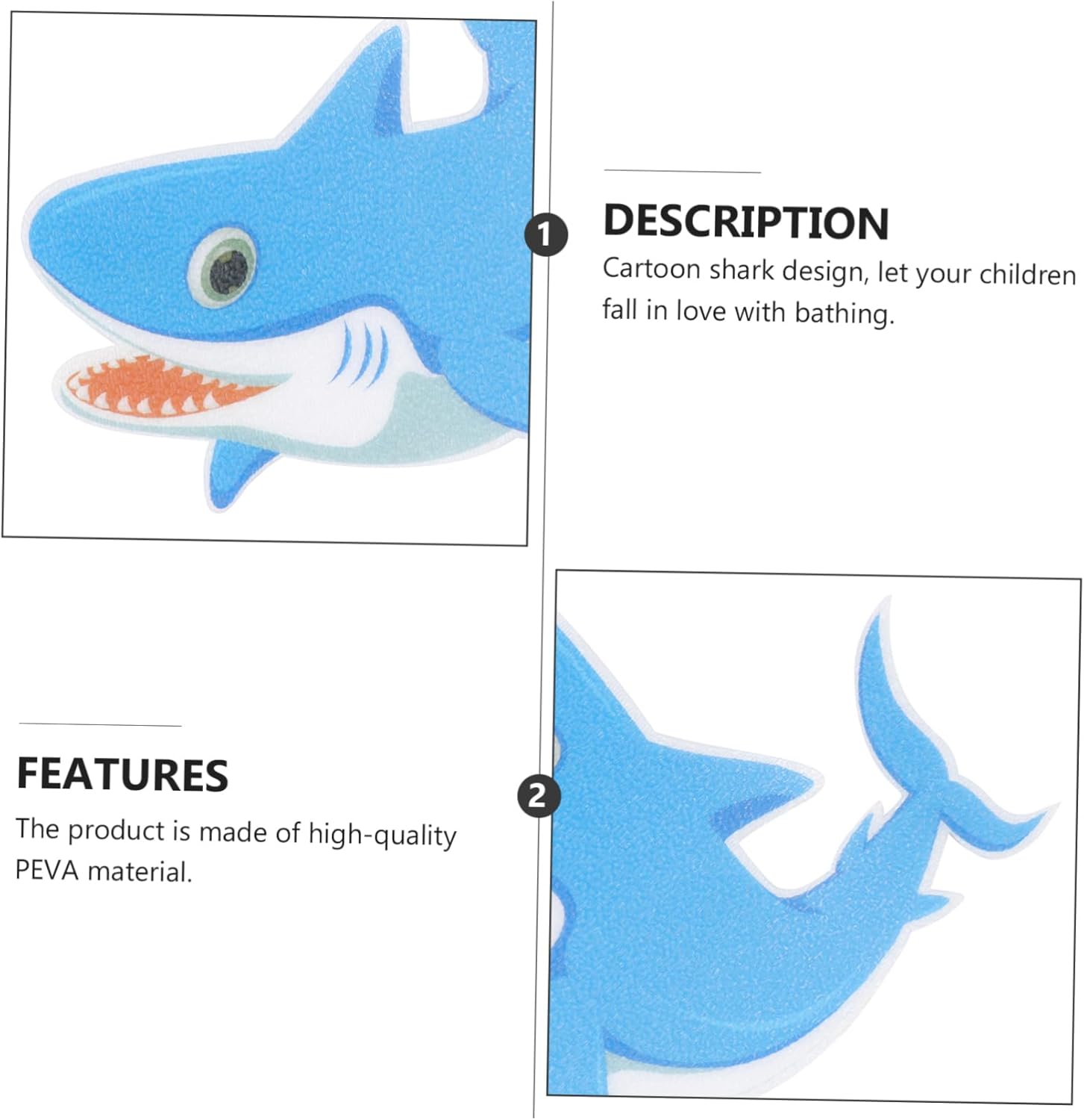 PrettyZoom Non-Slip Shark-shaped Bathroom Stickers - Bathtub Shower Safety